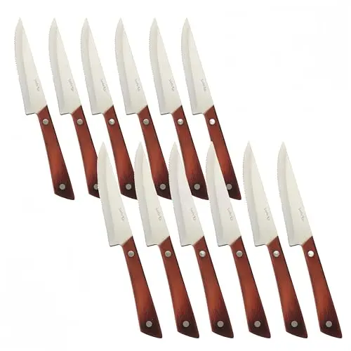 SanheKit Steakmesser-Set, Edelstahl mit Holzgriff, 8-tlg. (rosenholz)