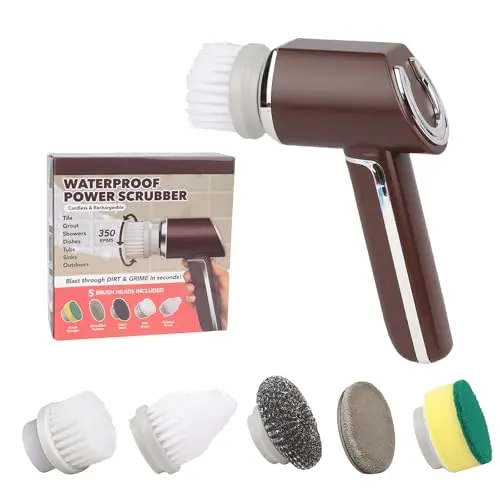 Elektrische 5-in-1 Reinigungsbürste für Bad & Oberfläche, kabellos, mit Drehfunktion, ideal zum Putzen und Reinigen