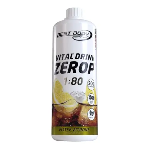 Best Body Nutrition ZEROP Vital Zitronen-Drink zuckerfrei, kalorienarm, 1 L ergibt 80 L, mit Vitaminen B1, B6 & Niacin