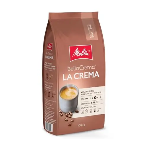 Melitta BellaCrema La Crema Kaffee-Bohnen 1kg, ungemahlen, mittlere Röstung, geröstet in Deutschland