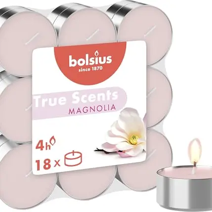 Bolsius True Scents Teelichter, Magnolie, 4 Stunden Brenndauer, 18 Stück