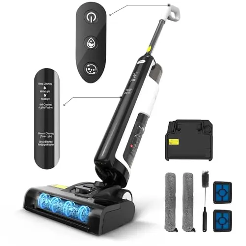 Vozascly W12SE Wireless Staubsauger mit Selbstreinigung und 45 Min Akku, Nass- und Trockensauger