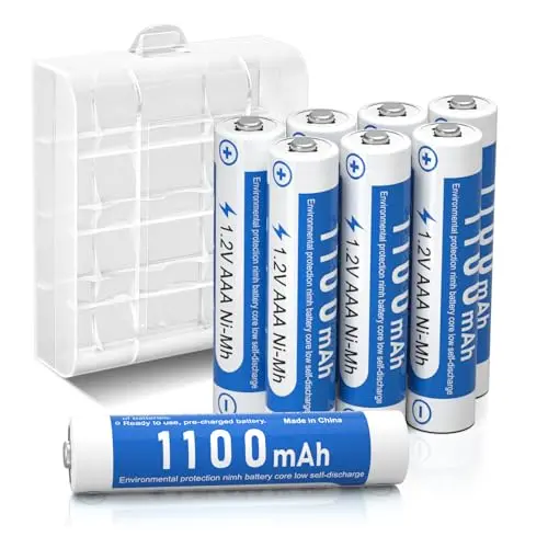 AAA Akku 1100mAh - 8 wiederaufladbare Batterien mit Akkubox, geringe Selbstentladung