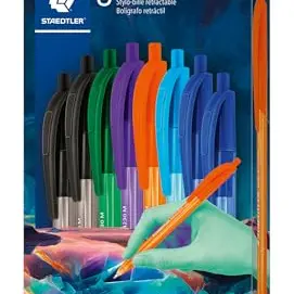 STAEDTLER Kugelschreiber Dreikant, M, Kartonetui mit 8 Stiften, entspanntes Schreiben