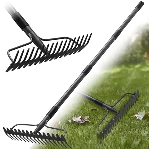 Gartenrechen mit 17 Zinken und Stiel, 150 cm