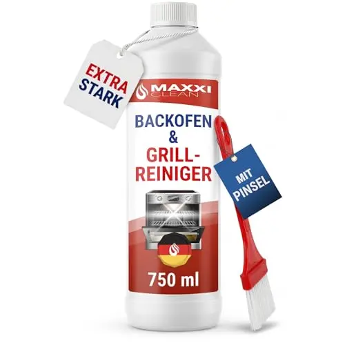 Maxxi Clean Backofen- & Grillreiniger 750ml + Pinsel, extrastarker Fettlöser, entfernt Verkrustungen ohne Schrubben, Made in Germany