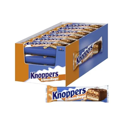 Knoppers ErdnussRiegel – 24 x 40 g – Schokoriegel mit Milch- und Erdnusscreme