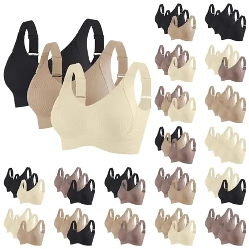 3er Pack Damen Nahtloser BH Ohne Bügel Komfort Bustier Push Up Unterwäsche