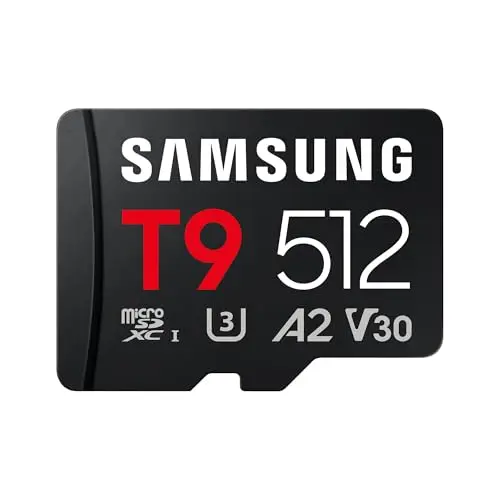 Samsung T9 microSD-Karte 512 GB, schnell für Drohnen & Action Kameras, UHS-I U3, 200 MB/s Lesen, 130 MB/s Schreiben