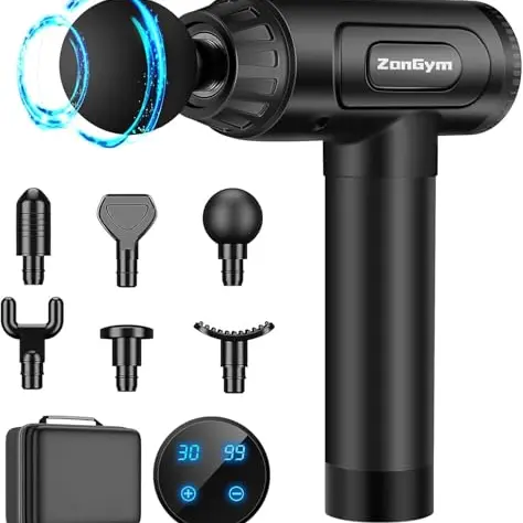 ZonGym Deep Tissue Massagepistole - Leises Handmassagegerät für Muskel- und Nackenschmerzen mit LCD-Touchscreen