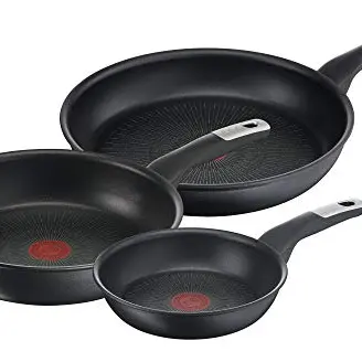 Tefal G25591 Unlimited 3-teiliges Pfannen-Set 24/28 cm und Wok 28 cm - kratzfest, für alle Herdarten, schwarz