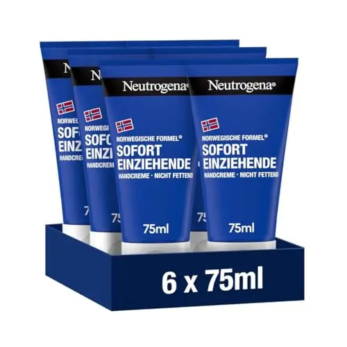 Neutrogena Handcreme, 6x75ml, feuchtigkeitsspendend, nicht fettend, bei trockenen und rissigen Händen