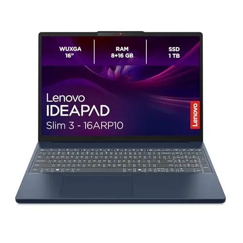 Lenovo IdeaPad Slim 3 16" Laptop mit AMD Ryzen 5, 24GB RAM, 1TB SSD, Windows 11 in Cosmic Blau