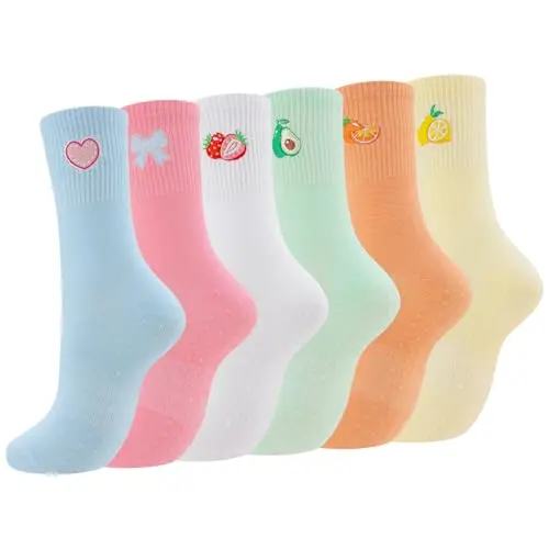 6 Paar Damen Pilates Socken, Noppen, rutschfest, Anti-Rutsch, für Yoga, Trampolin, Gymnastik & Fitness (Größe 35-39)