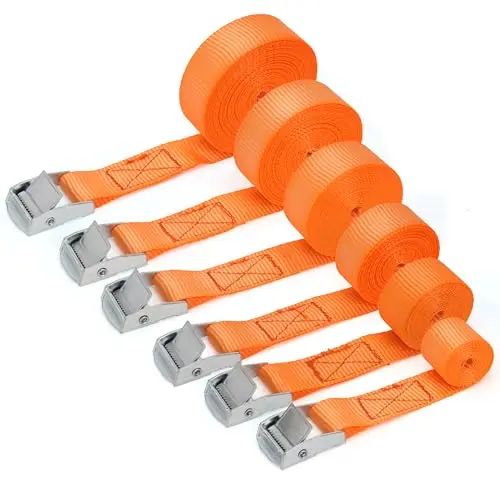 Belle Vous 6 Spanngurte - Professionelle Ratschengurte für Auto- und LKW-Dachträger - Orange