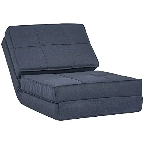 HOMCOM Bodensofa klappbar Schlafsessel, blau, 61x73x58 cm