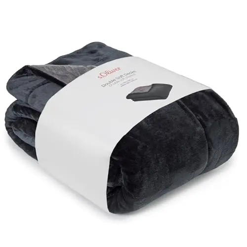 s.Oliver Doublesoft Kuscheldecke 150x200 - kuschelig und warm, dunkelgrau