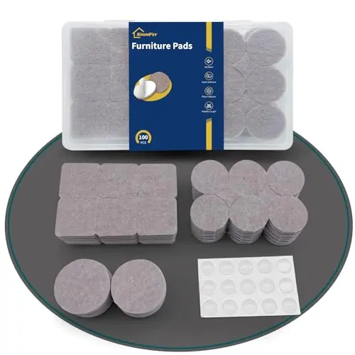 Shinfly Filzgleiter selbstklebend, 100 Stück für Stühle und Möbel, grau, 5 mm dick