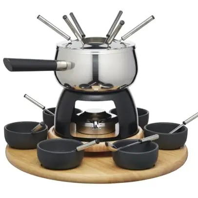 Artesà Fondue-Set mit Lazy Susan und Zubehör, 22-teilig, schwarz