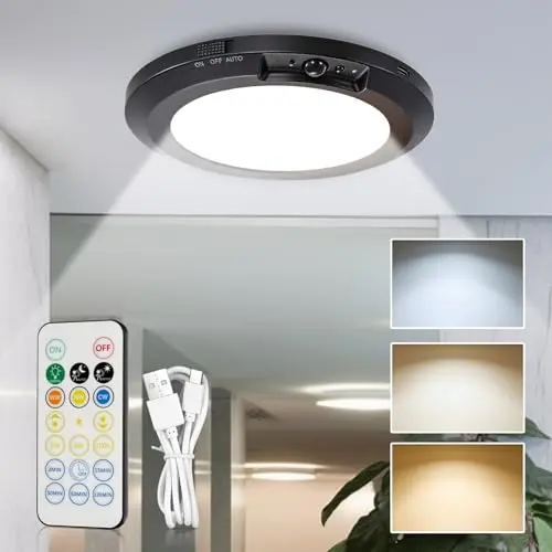 LED Deckenleuchte mit Bewegungsmelder, 3 Farbtemperaturen, ideal für Flur, Treppe, Keller, Balkon und Lager