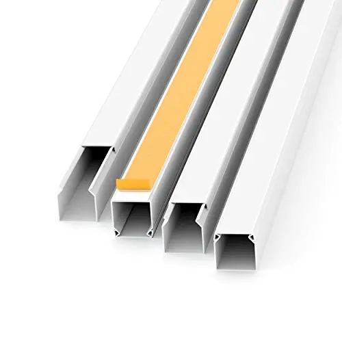Selbstklebender Kabelkanal Weiß 1m - 10 Stück, 12x12mm, für Wandmontage