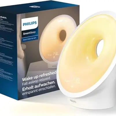 PHILIPS Sleep & Wake-up Light mit Sonnenaufgangssimulation, 25 Lichtstärken, Tönen und Musik, Entspannungsfunktion
