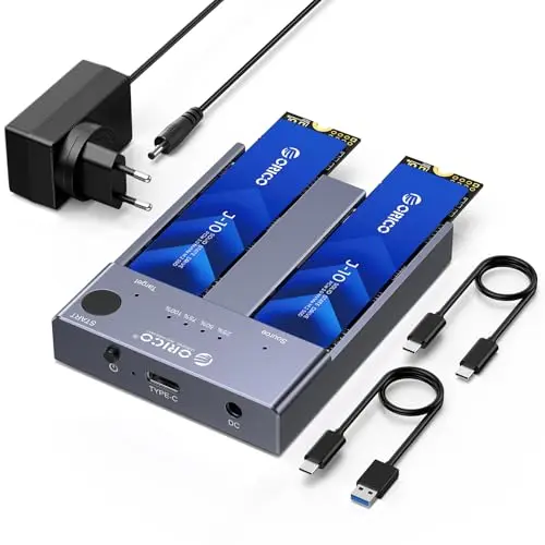 ORICO NVMe Clone Dockingstation M.2 Dual-Bay 10Gbit/s mit Offline-Klonfunktion für PCIe M-Key SSDs, werkzeuglos