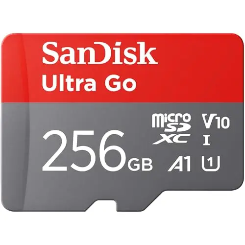 SanDisk Ultra Go Micro SDXC Speicherkarte 256 GB mit SD Adapter für Android Smartphones und Tablets