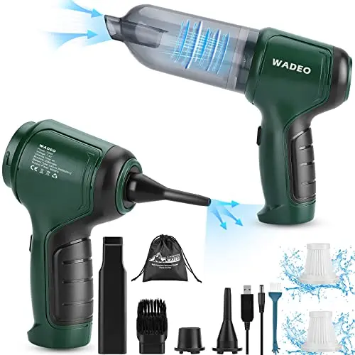 WADEO 3 in 1 Handstaubsauger Akku - Kabelloser Mini-Staubsauger für Auto und Zuhause mit 4 Düsen