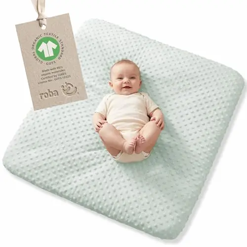 roba Spannbezug Lil Planet 75 x 85 cm – Wickelauflagenbezug aus Bio-Baumwolle – Frosty Green