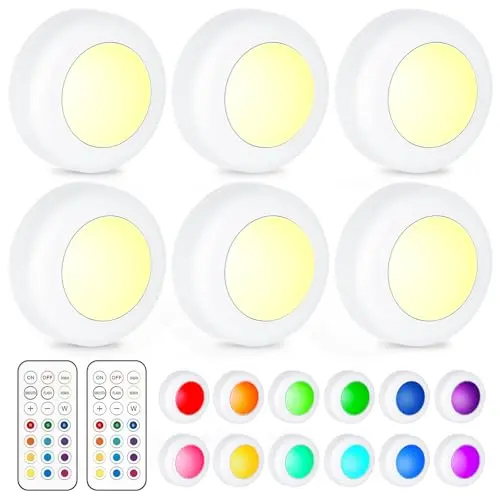 6er Set Unterbauleuchten, kabellose LED Nachtlichter mit Fernbedienung, aufladbare Schrankbeleuchtung für Küche und Schlafzimmer