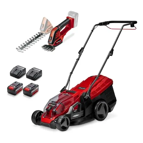 Einhell Akku-Gartengeräte Kit PXC mit Rasenmäher, Akku- und Strauchschere, 36V, 36cm Schnittbreite, inkl. 4,0 Ah Akku und zwei Ladegeräte