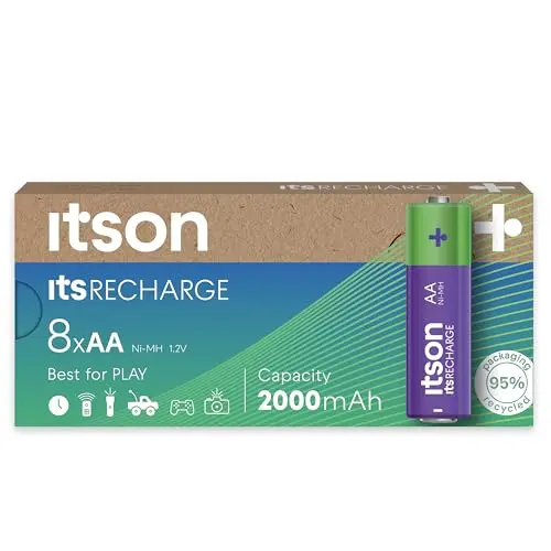 ITSON AA Akkus, 8 Stück, 2000 mAh, ideal für Fernbedienungen, Taschenlampen und Uhren