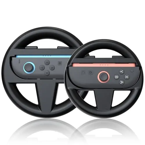 Aceshop 2-Pack Lenkräder für Nintendo Switch – Schwarz (1 groß, 1 klein) für Mario Kart 8 Deluxe und weitere Rennspiele