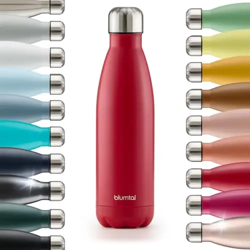 Blumtal Trinkflasche 1000 ml Edelstahl - auslaufsichere Isolierflasche - doppelwandig - rot