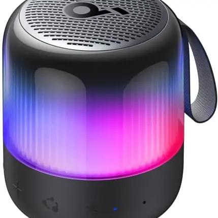 Soundcore Glow Mini Speaker – Tragbarer Bluetooth-Lautsprecher mit 360° Sound und Lichtshow, 12h Spielzeit, IP67 wasserdicht, ideal für Camping und Strandpartys