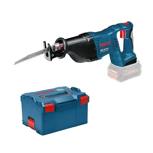 Bosch Professional 18V Akku Säbelsäge GSA 18 V-LI inkl. 2 Säbelsägeblätter, L-BOXX, ohne Akku/Ladegerät
