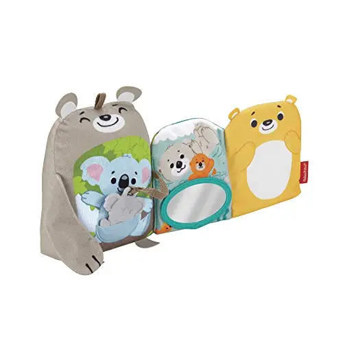 Fisher-Price Kuschelbuch – Weiches Spielzeug mit Spiegel und Beißhilfe für Babys ab 3 Monaten