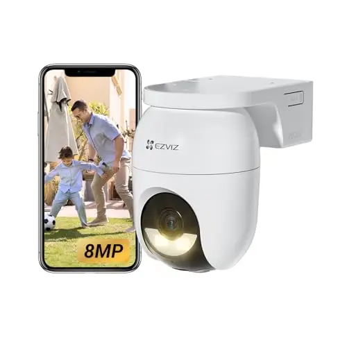 EZVIZ Kabellose 8MP Akku-Überwachungskamera mit Nachtsicht, KI-Personenerkennung, Auto-Zoom, 2-Wege-Audio & CB8 Lite 4K