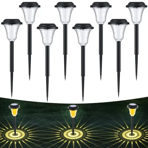 LuJasi Solarlampen 14 Stück für Garten, Terrasse und Wege – Wasserdicht mit schönen Projektionen