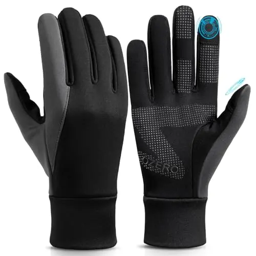OZERO Herren Winterhandschuhe, Wasserdicht und Touchscreen, für Fahrrad und Lauf (Größe L)