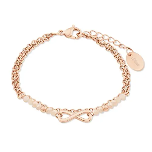 s.Oliver Damen Armband mit Infinity Anhänger, IP Rose, 16-20 cm