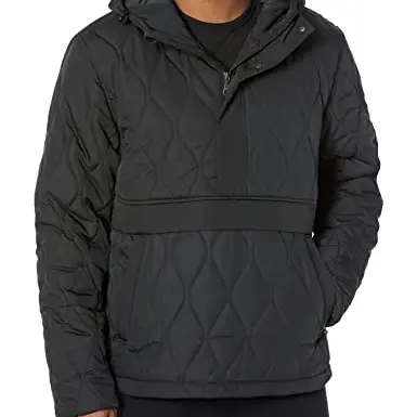 Amazon Essentials Herren Anorak mit Kapuze, Viertelreißverschluss, Schwarz, Größe XXL