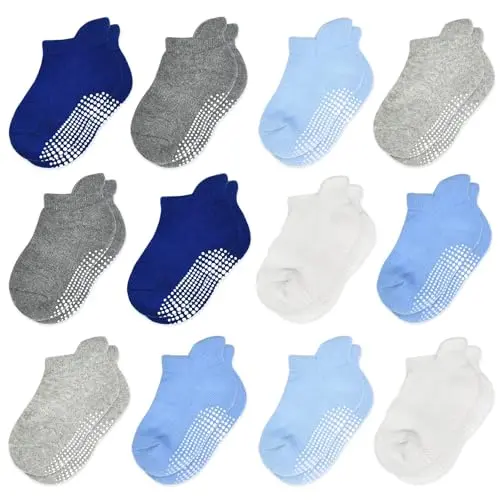HYCLES Stoppersocken für Kinder - 12 Paar rutschfeste Socken für Jungen und Mädchen 0-7 Jahre