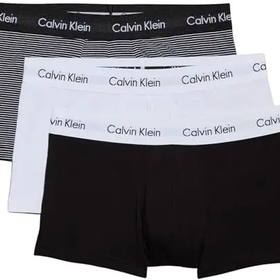 Calvin Klein Herren Low Rise Boxershorts aus Baumwolle, Mehrfarbig (White/B&W Stripe/Black), M