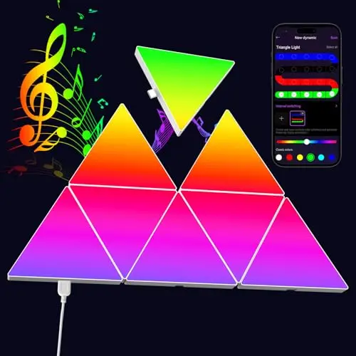 Kangtaixin LED RGB Smarte Triangle Panels mit App, Musik & DIY-Effekten, Wanddekoration für Gamer Room (8)