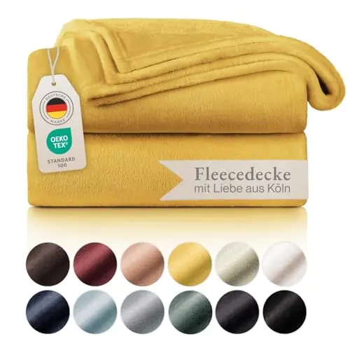 Blumtal Kuscheldecke flauschig - Oeko-TEX zertifiziert - 150x200 cm - Gelb