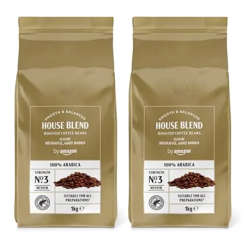 Kaffeebohnen, mittlere Röstung, 100% Arabica, 2 kg (2 x 1 kg)