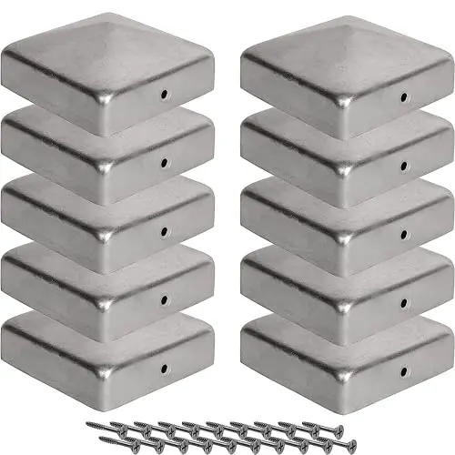 VIRKUJA Zaunpfosten Kappen, 9x9 cm, 10 Stück, wetterfeste Metallabdeckungen mit Schrauben