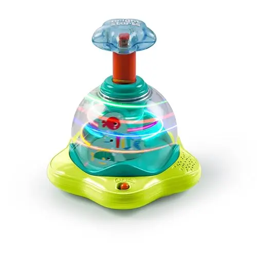 Bright Starts Press & Glow Spinner - Musikspielzeug mit Licht und Melodien, fördert Motorik und Ursache-Wirkung, 19.05 x 17.78 x 21.59 cm